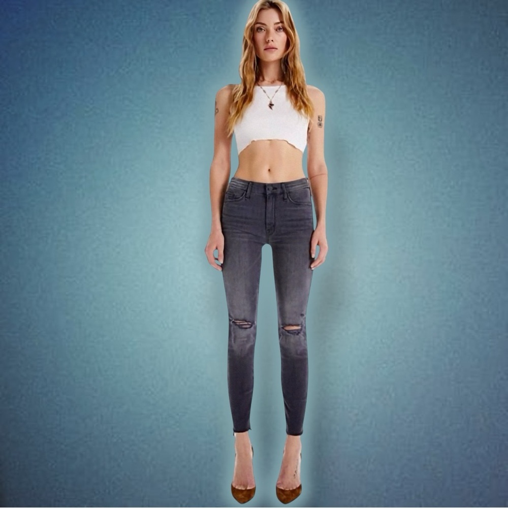 Nwot Mother Denim ‘The Looker Ankle Fray’ Jeans In “Burning Out Lanterns” Sz 27